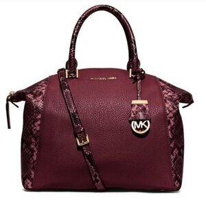 Michael Kors Red Snake-Embossed Satchel